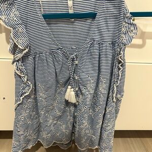 Zara Striped Blue and White Women's Top
